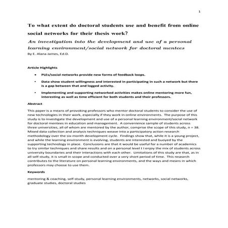 Do Doctoral Students Use an Online Network for Mentoring?