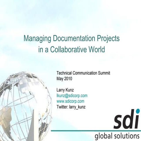 Managing Documentation Projects in a Collaborative World