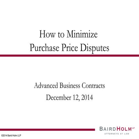 Advanced Business Contracts: How to Minimize Purchase Price Disputes