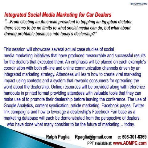 Integrated Social Media Marketing