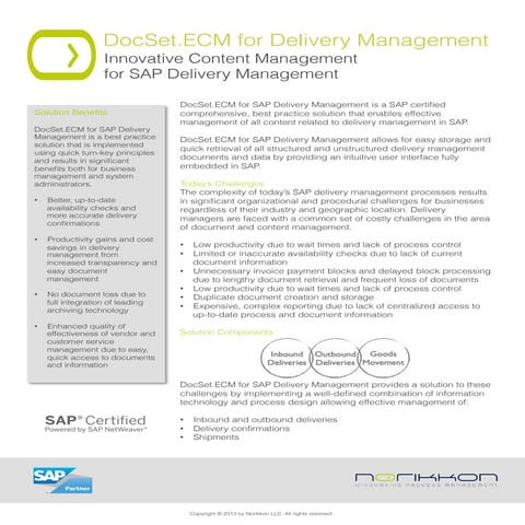 DocSet for SAP Delivery Management