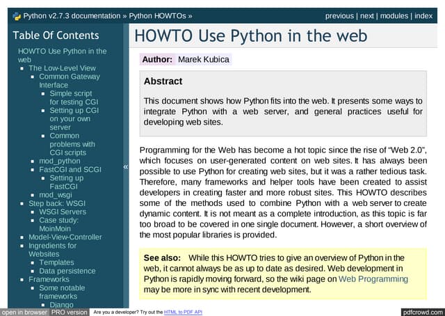 Docs Python Org Howto Webservers Html | PPT