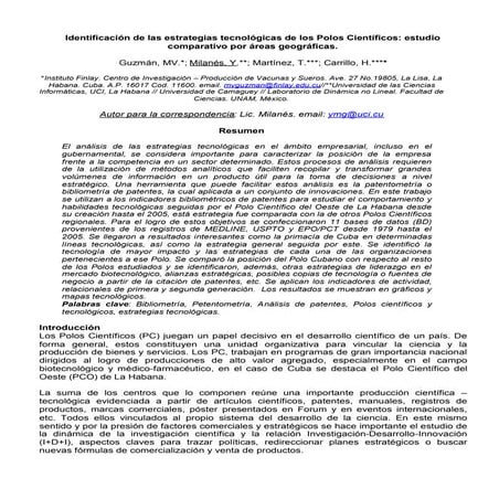 Análisis de estrategias tecnológicas  en polos biotecnológicos a partir de an...