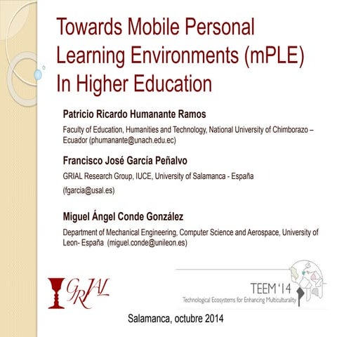 Towards Mobile Personal Learning Environments (MPLE) in Higher Education