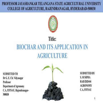 Biochar and its application in agriculture