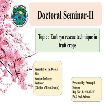 'Embryo rescue technique in fruit crops' | PPTX