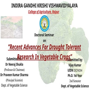 Recent Advances in Drought Tolerance Research in Vegetable Crops ...