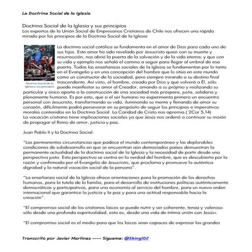 Doctrina social de la iglesia y sus principios | PDF