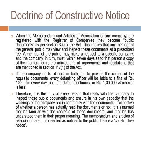 Doctrine of constructive notice ppt