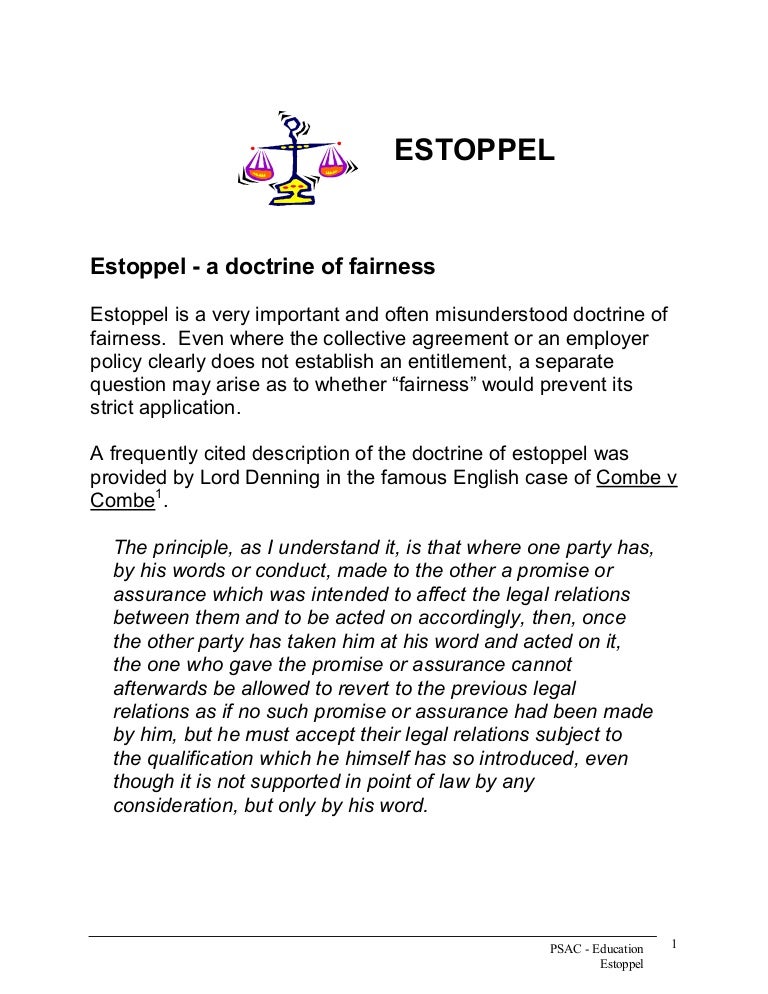 Doctrine of estoppel e