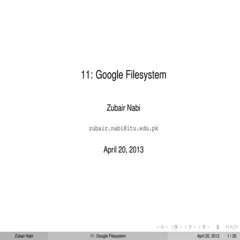 Topic 11: Google Filesystem