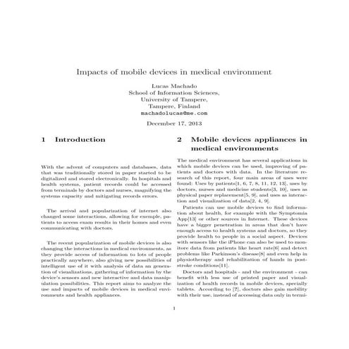 Impacts of mobile devices in medical environment