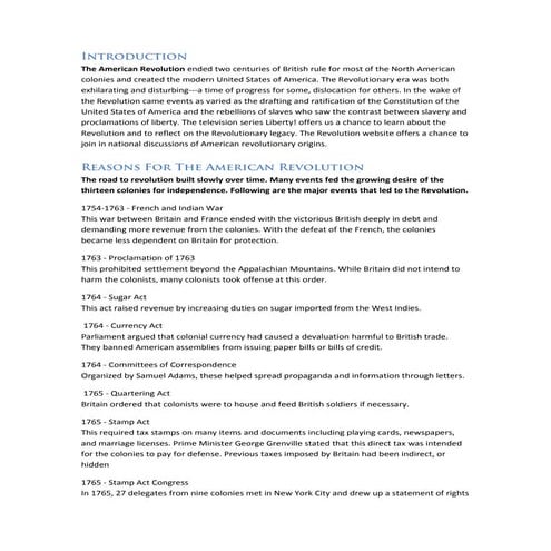 American Revolution Research Report