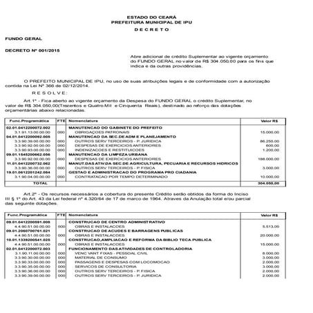 Decretos Suplementares Especiais