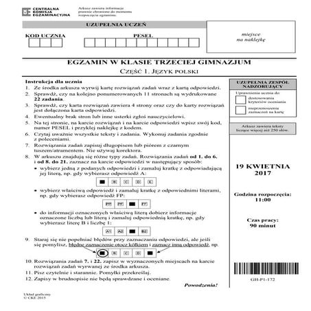 Sprawdzian Gimnazjalny 2017 Polski Pdf