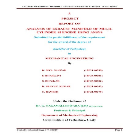 CFD ANALYSIS OF MULTI CYLINDER SI ENGINE USING ANSYS