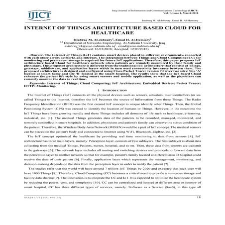 Internet of Things Architecture Based Cloud for Healthcare