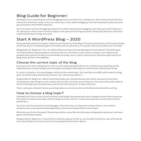  Blog Guide for Beginner Free 2020