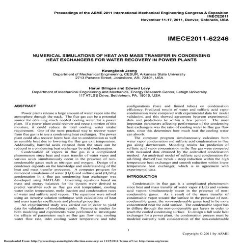 NUMERICAL SIMULATIONS OF HEAT AND MASS TRANSFER IN CONDENSING HEAT ...