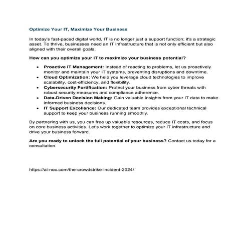 Optimize Your IT, Maximize Your Business