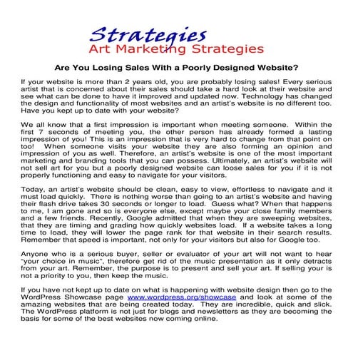 Are You Losing Sales With a Poorly Designed Art Website?