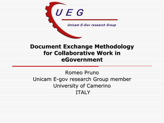 Document Exchange Methodologyfor Collaborative Work ineGovernment