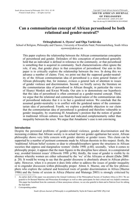 SOUTH AFRICAN JOURNAL OF PHILOSOPHY