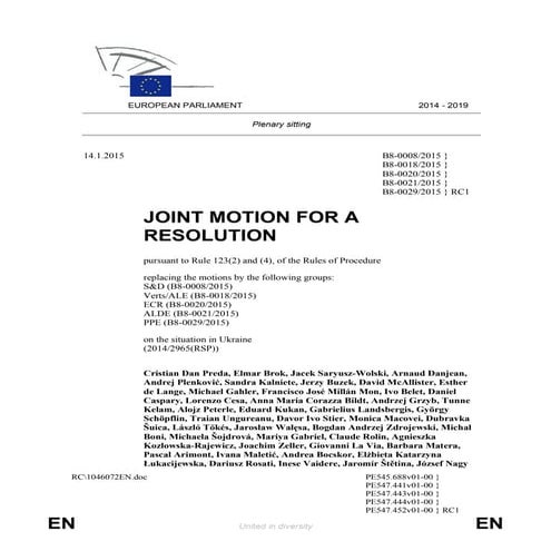 Резолюція Європарламенту по Україні