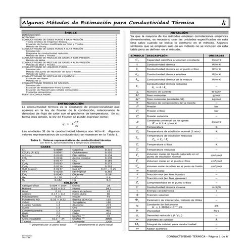 Métodos de estimacion para la conductividad térmica