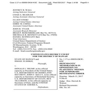 Hawaii vs. Trump motion againt TRO
