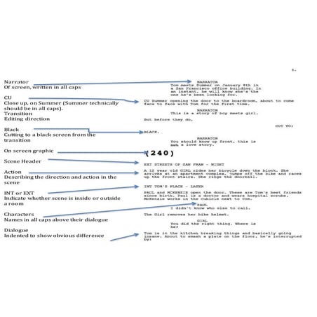 Audio game script example annotated with explanations