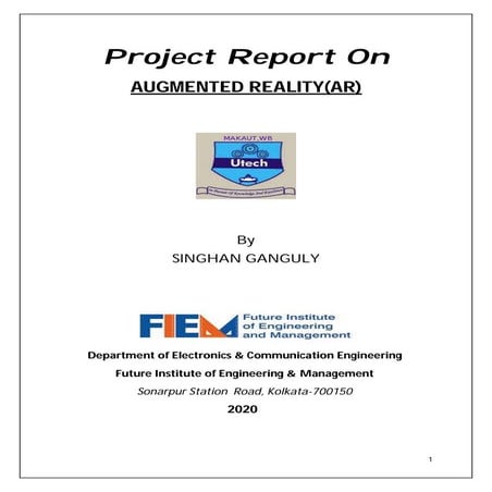 Augmented Reality Report by Singhan Ganguly