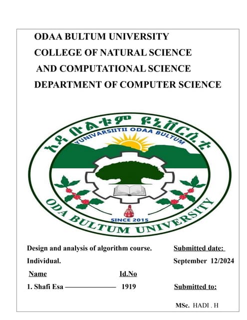 Data analysis and algorithm analysis presentation