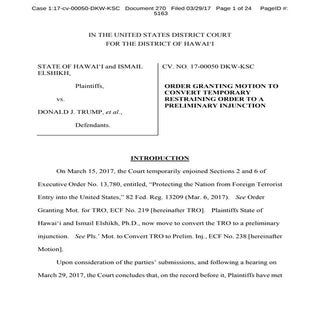 Hawaii v. Trump preliminary injunction