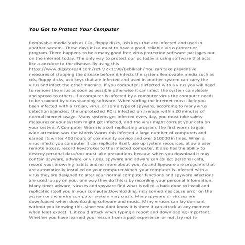 You Got To Protect Your Computer