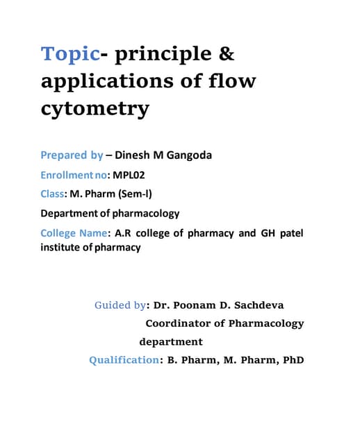 Flow cytometry: Principles and Applications | PPTX