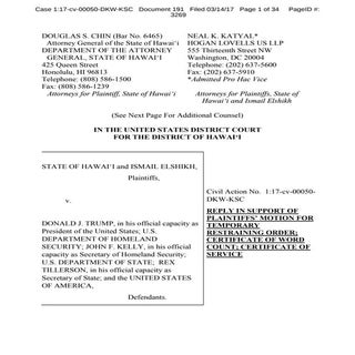 Hawaii's reply in support of its mo...