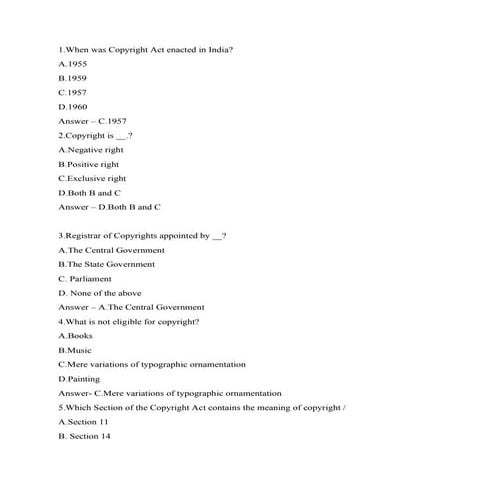 Multiple choice questions  -copyright
