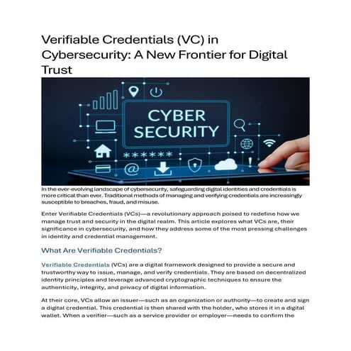 Verifiable Credentials in Self-Sovereign Identity (SSI) | PDF