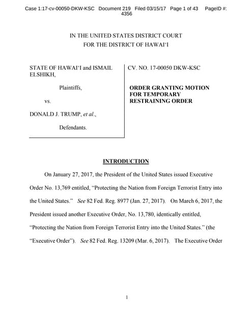 Hawaii Judge Watson's Motion To Sto...