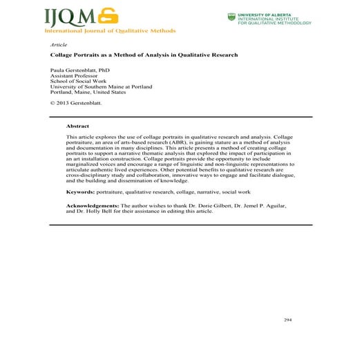 Collage Portraits as a Method of Analysis in Qualitative Research