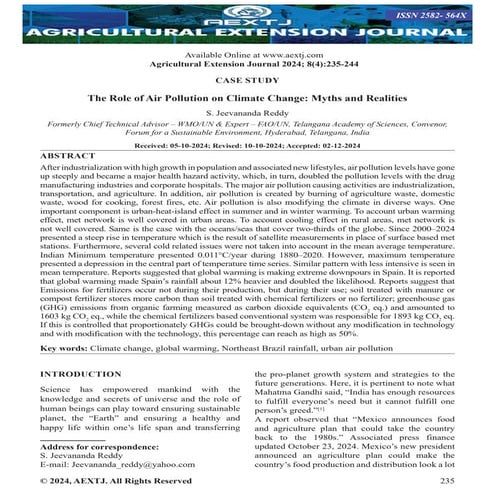 The Role of Air Pollution on Climate Change: Myths and Realities | PDF