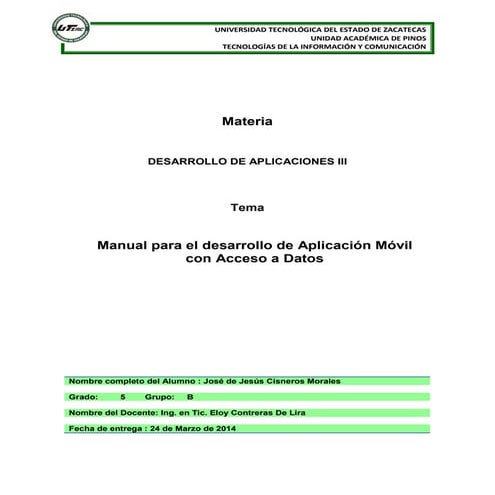 Manual de Aplicación Móvil con Acceso a Datos