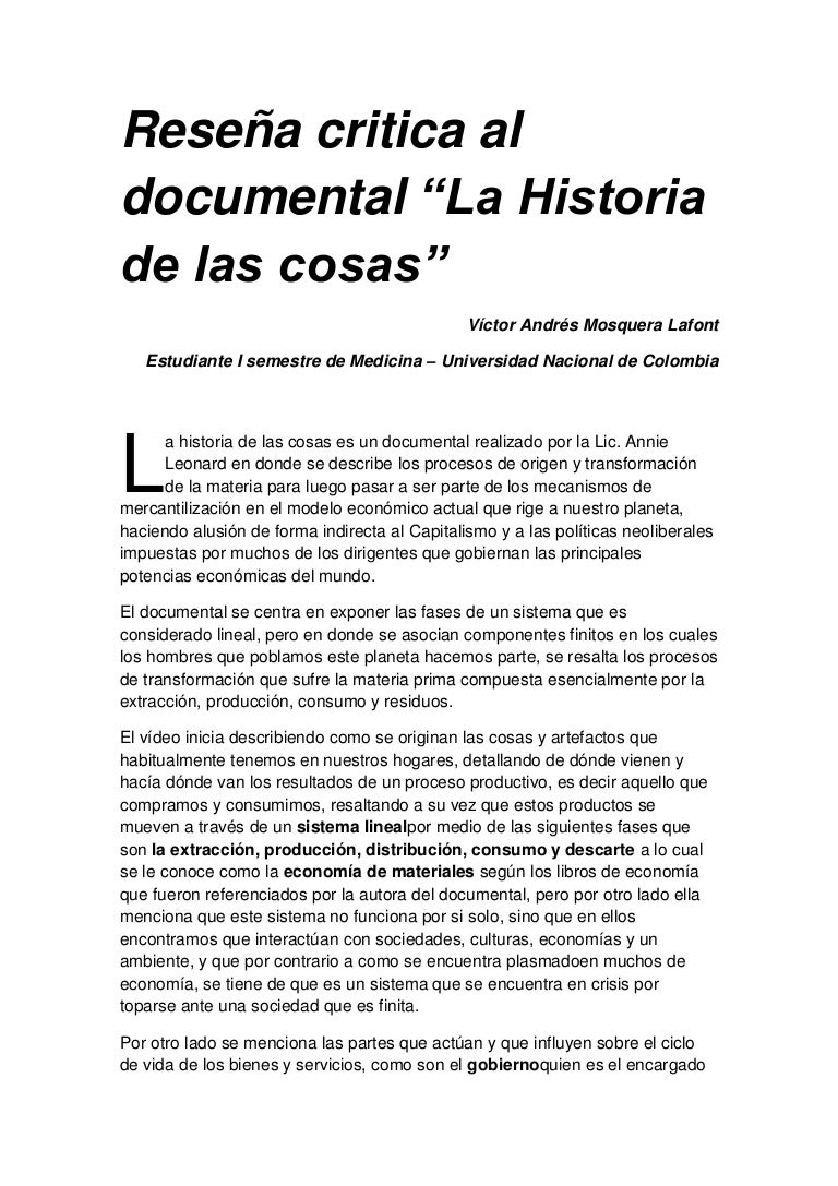 Reseña crítica al documental "La historia de las cosas"