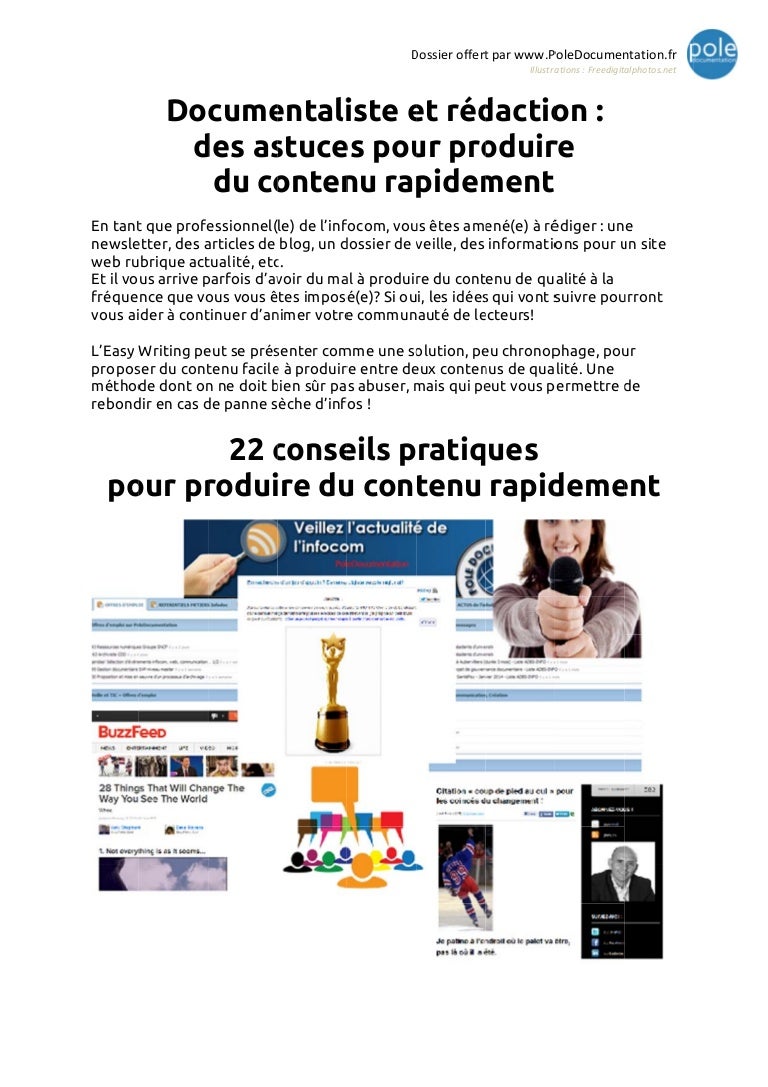 Documentaliste et redaction - dossier complet easy writing