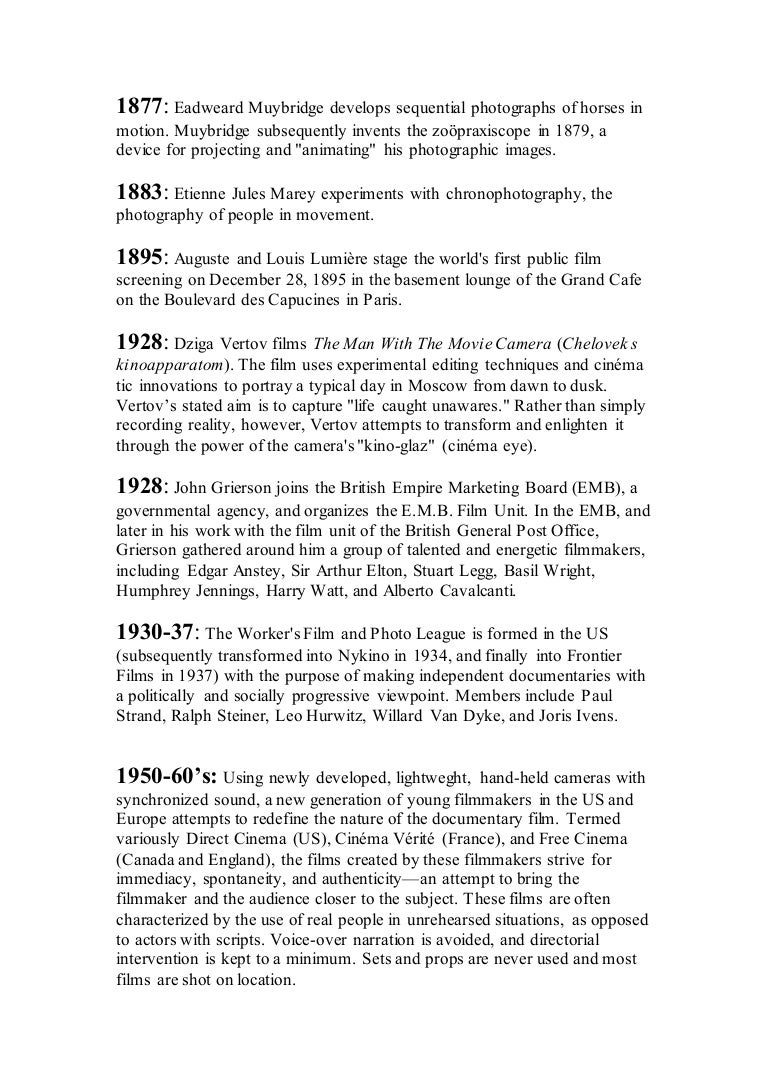 Documentary History Timeline