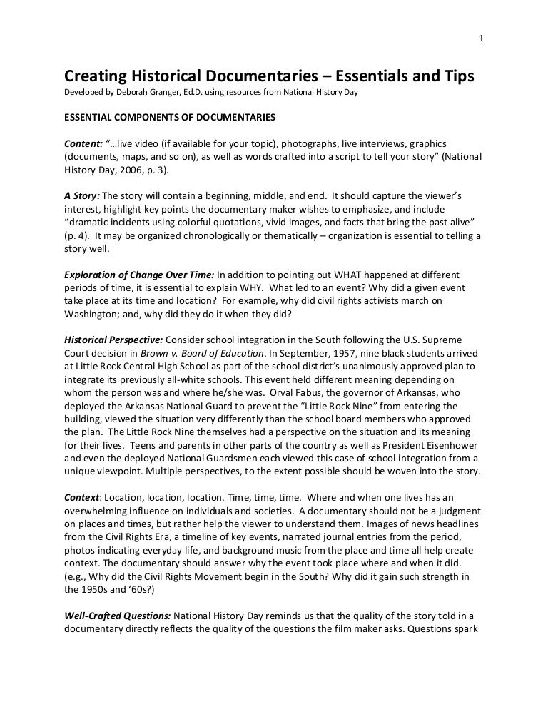 Elements of Historical Documentaries