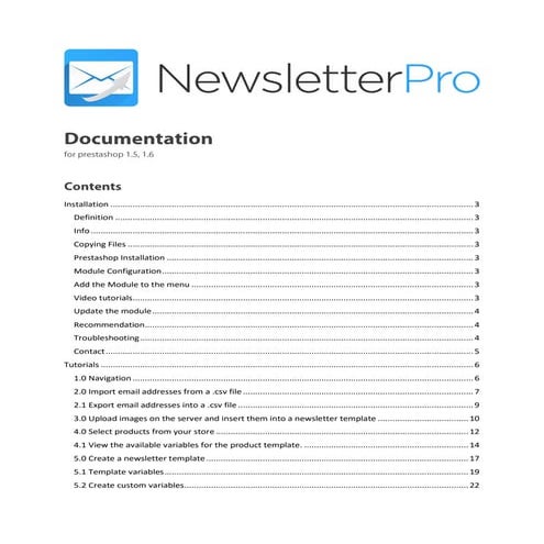 Documentation Newsletter Pro for Prestashop 1.5 & 1.6 | PDF