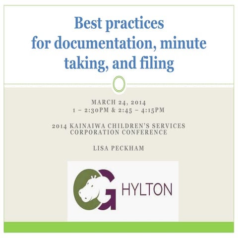 Filing, documentation, and effective meetings