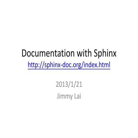 Documentation with sphinx @ PyHug | PPT